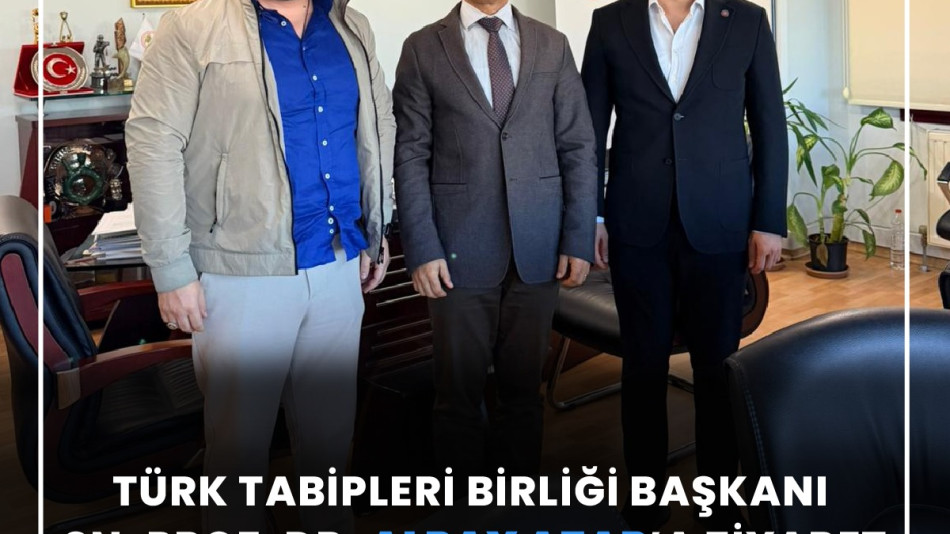 GENÇ SAĞLIK SENDİKASI GENEL SEKRETERİ FURKAN ALİ ÇİFTÇİOĞLU VE GENEL BAŞKAN YARDIMCISI ARİF CAMGÖZ TÜRK TABİPLER BİRLİĞİ BAŞKANI PROF. DR. ALPAY AZAP'I MAKAMINDA ZİYARET ETTİ